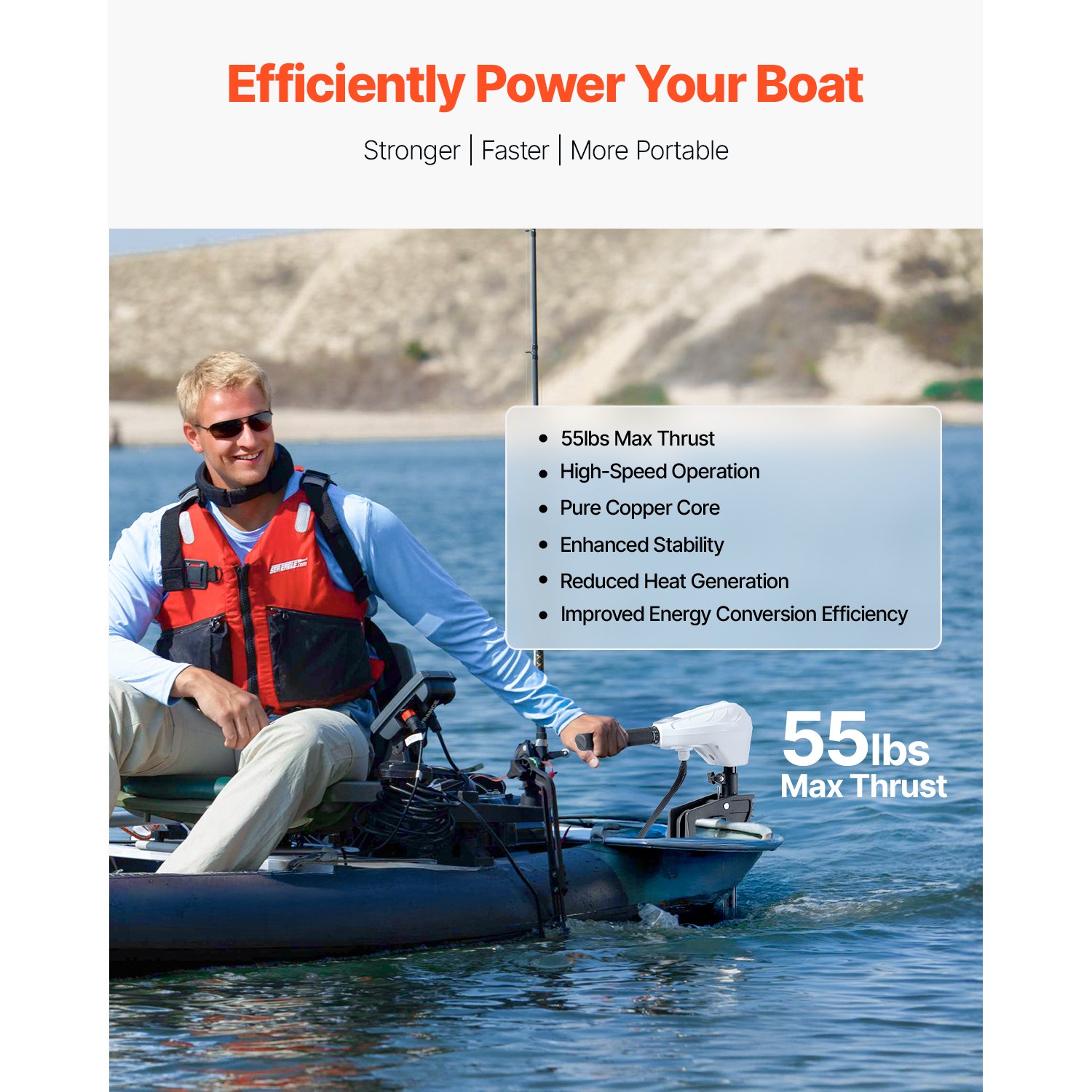 Uimoso 55lb 12V Thrust Electric Trolling Motor Saltwater Trolling Boat Engine