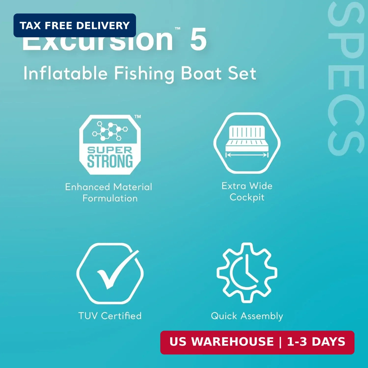 Intex Excursion 5 Person Inflatable Outdoor Fishing Raft Boat Set with 2 Aluminu