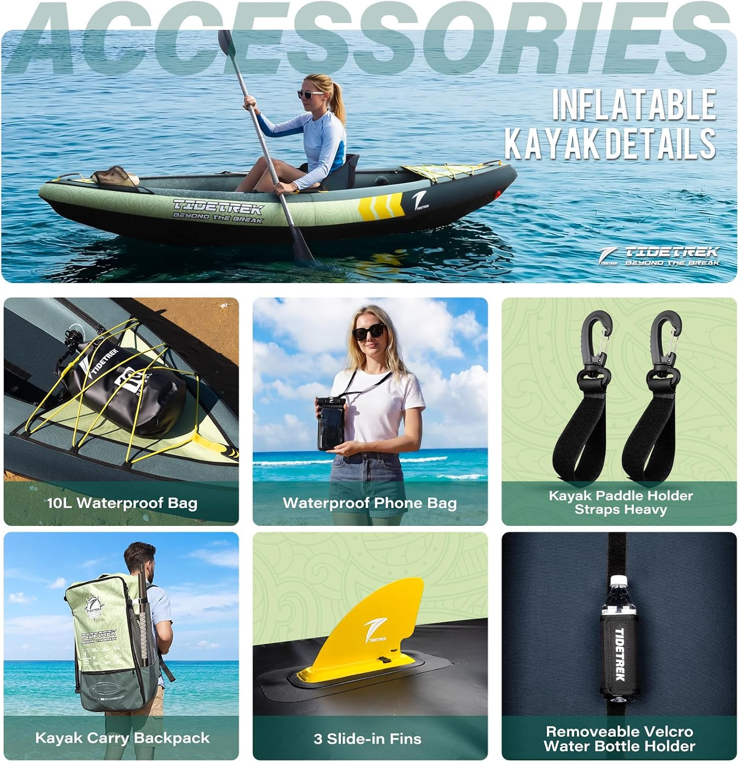 Inflatable Touring Kayak 1-Person & 2-Person with Waterproof Seat & Full Accesso