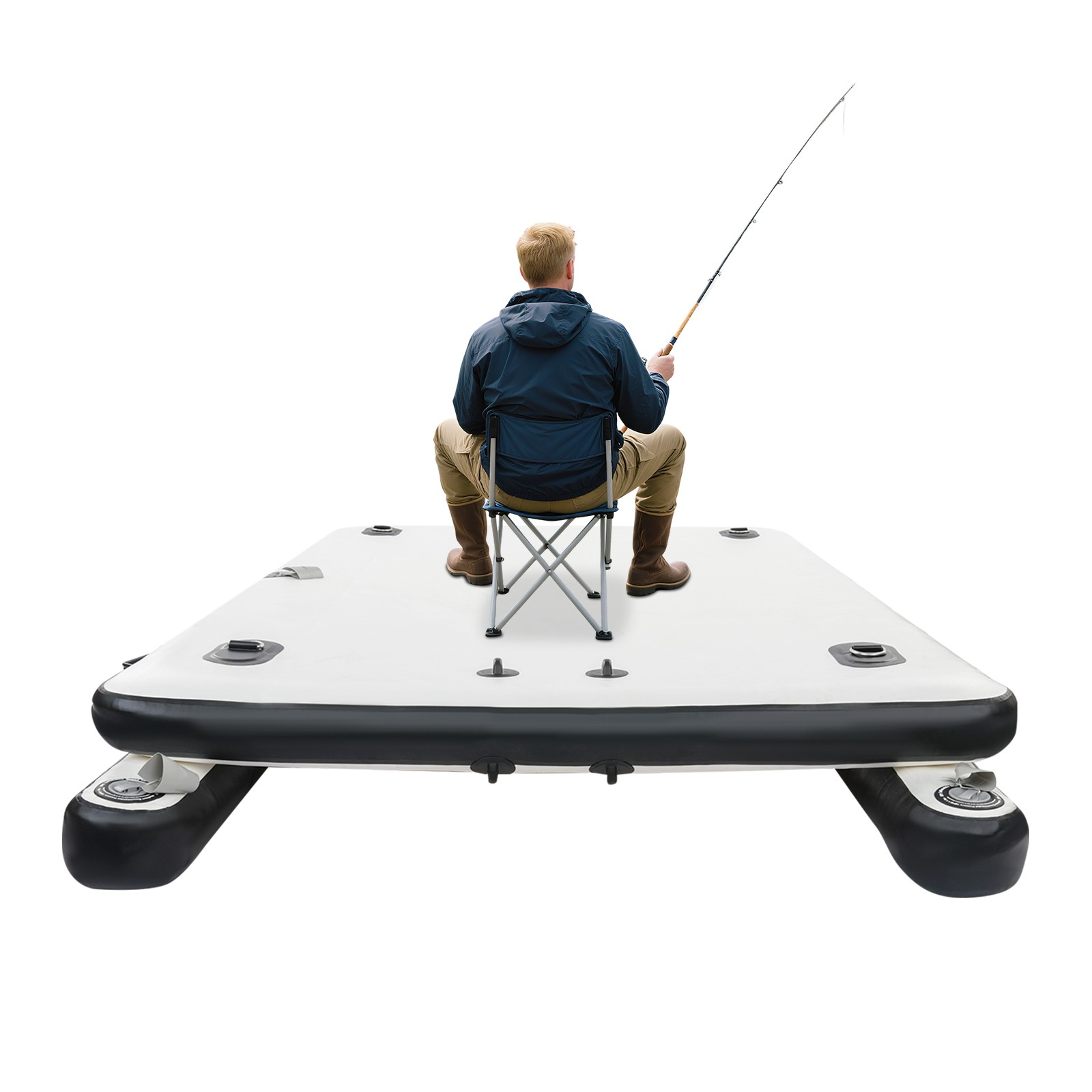2.5m Inflatable Fishing Boat Portable Dock Floating Platform 880lb with Air Pump