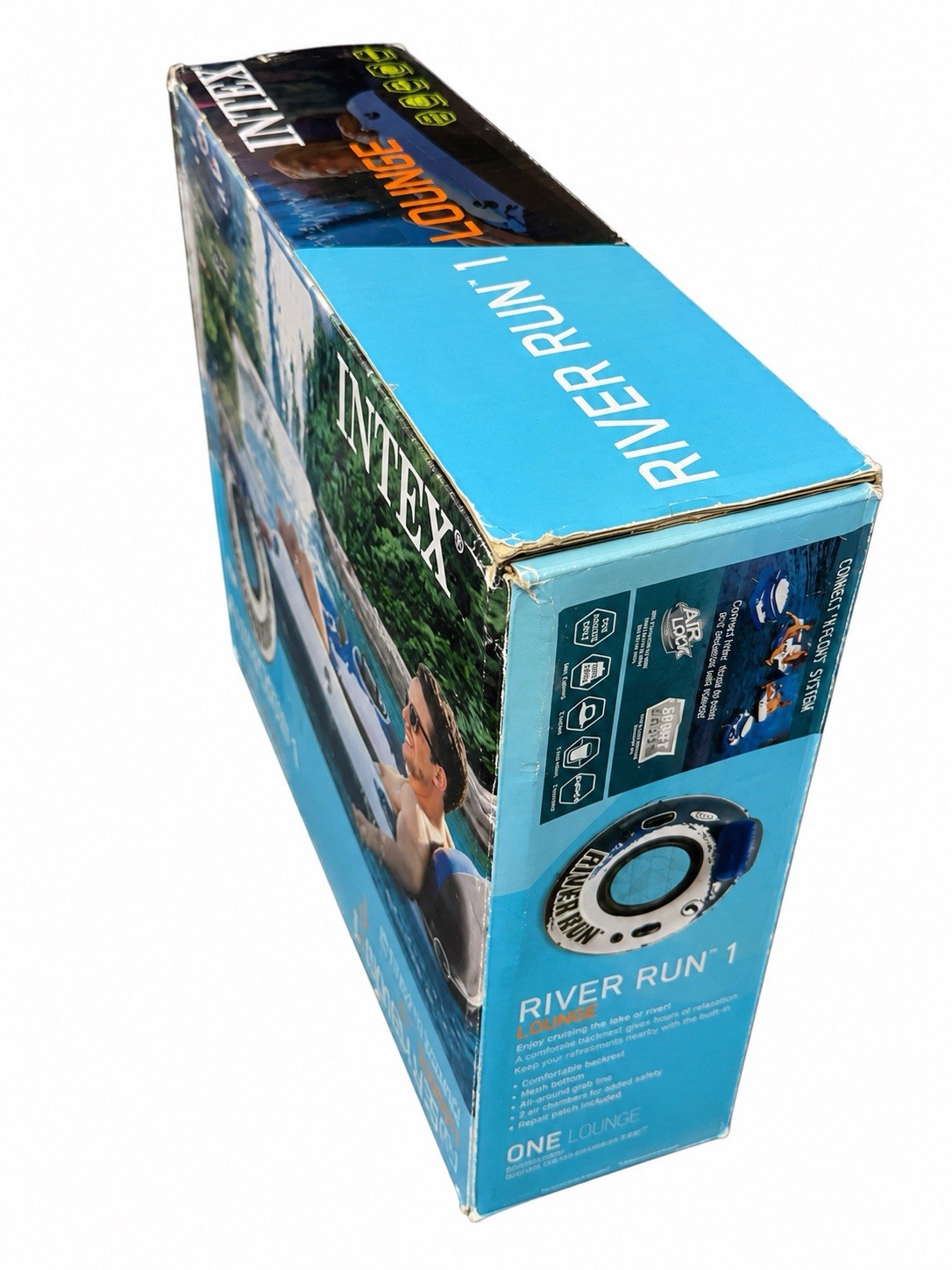 Intex River Run 1 Inflatable Tube Blue/White 53in w/Backrest & Cupholders