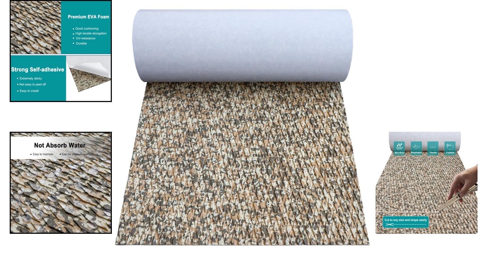 Boat Flooring Camo EVA Foam 94.5″Lx16.1″W – 10.5sqft, Desert