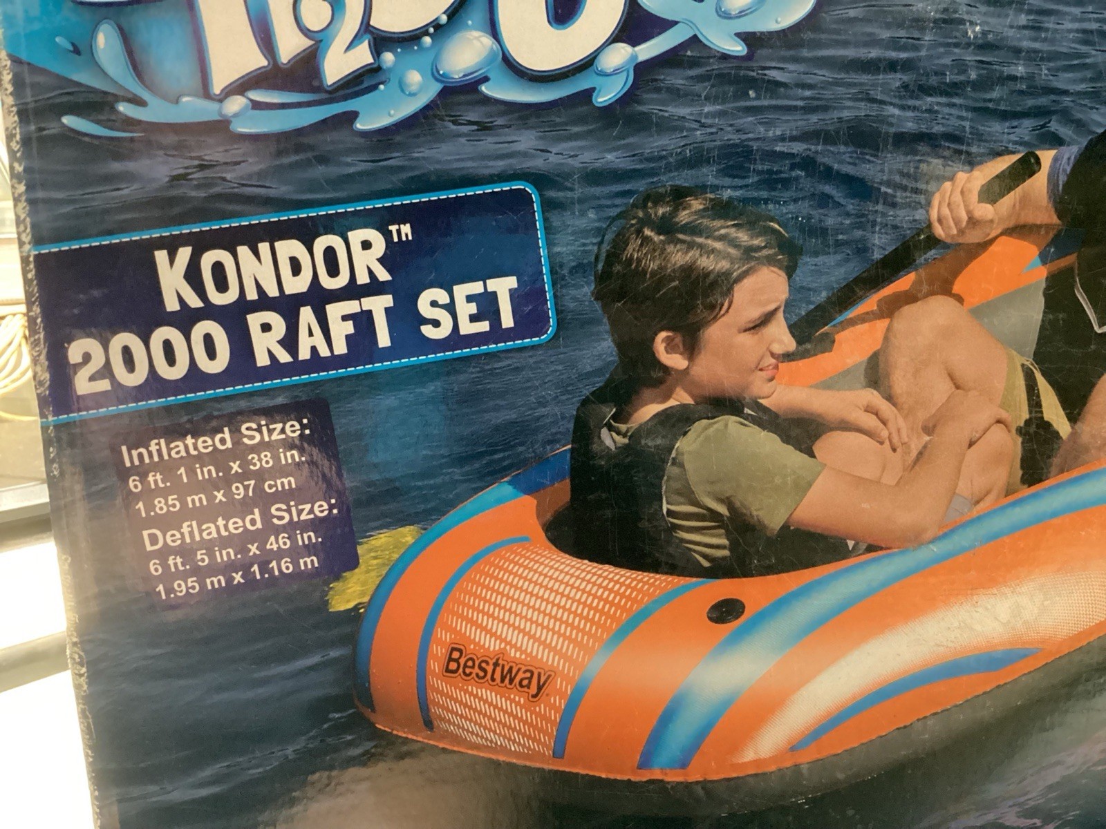 Bestway H2O Go Kondor 2000 Inflatable Boat 210 lbs Water Pool Raft Set H2OGO
