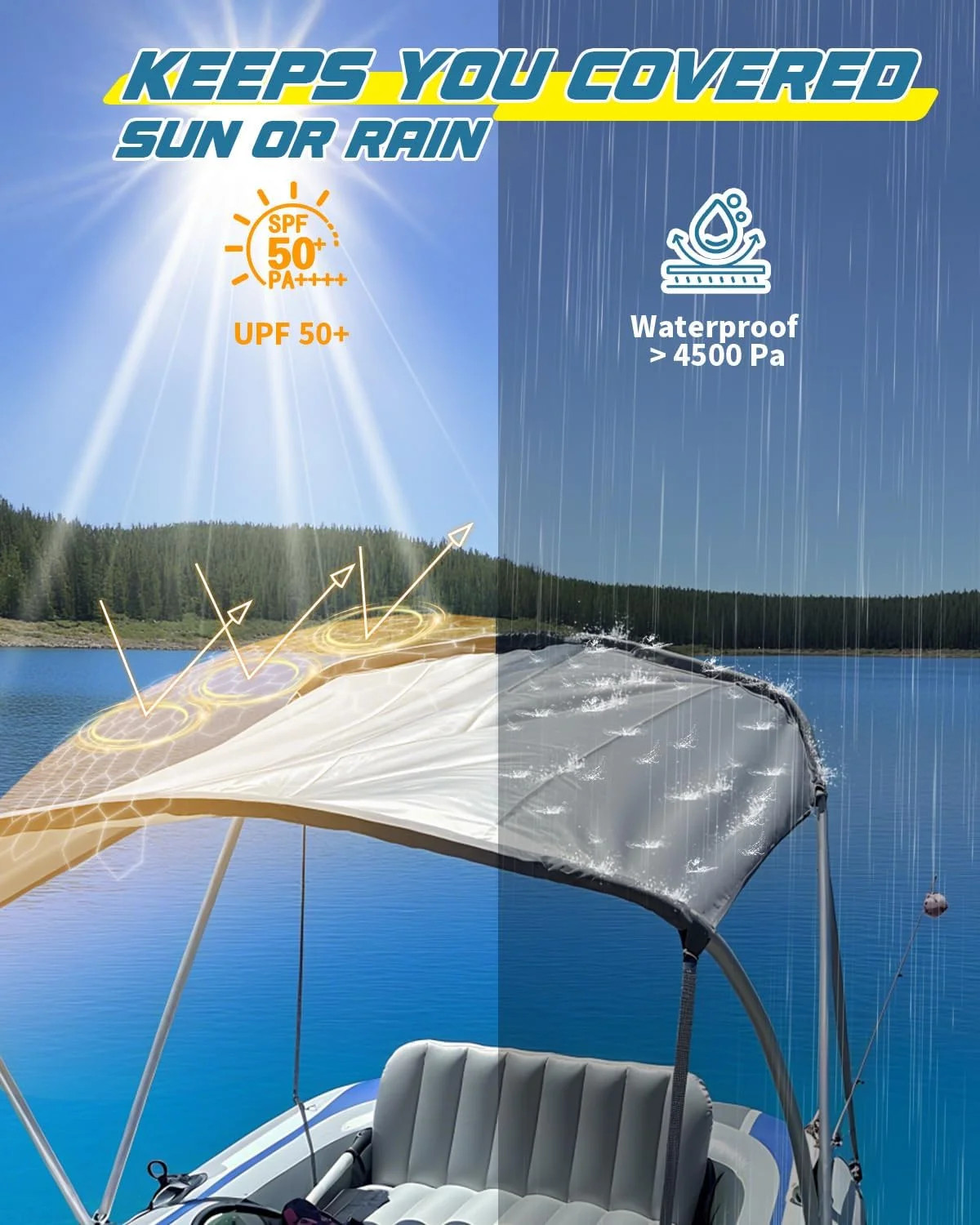 Intex Bimini Top Sun Shade with Aluminum Frame for Intex Boats