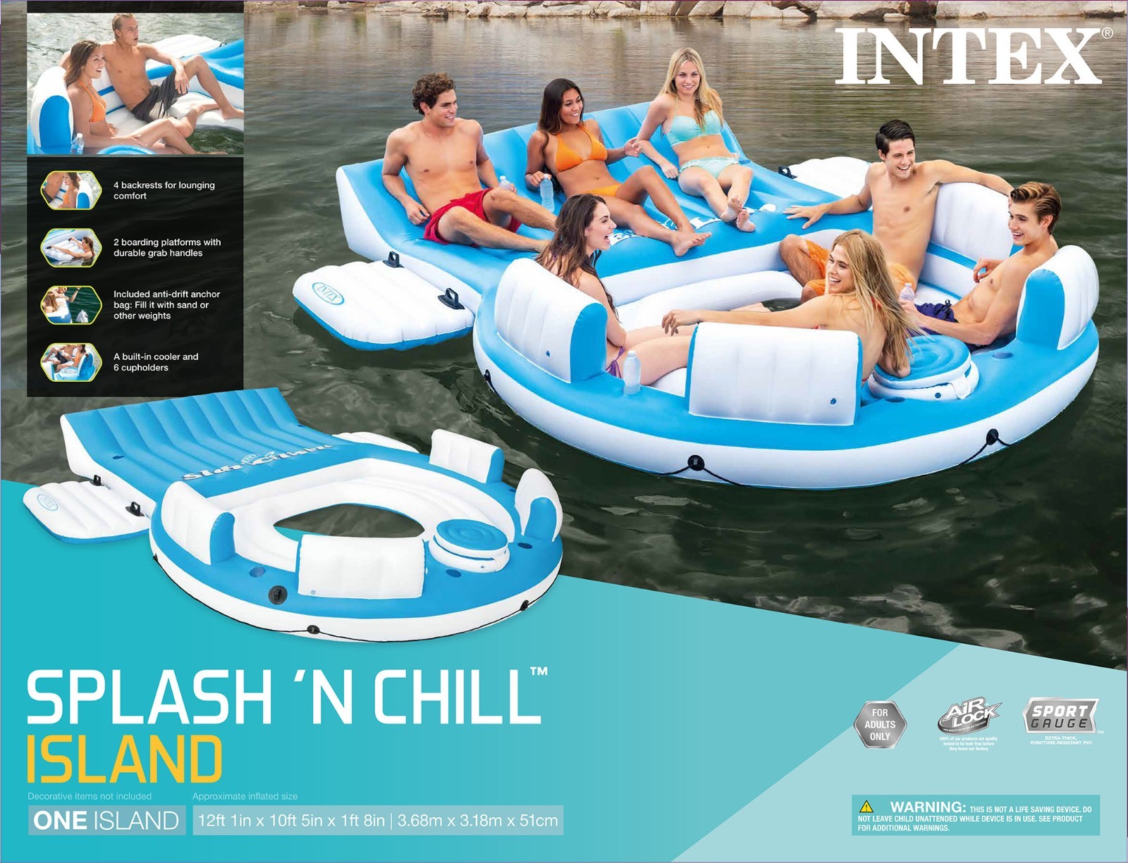 Intex Splash ‘N Chill Inflatable Lake Island Float 56299WL for Pool/Lake 🆕