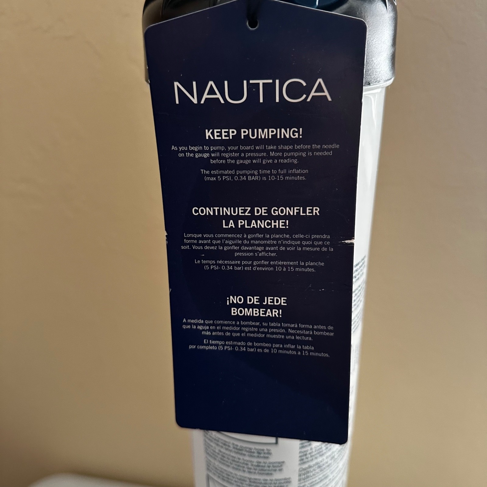 Nautica Dual-Action Hand Pump w/ Gauge | Kayak Raft Mat Inflator | 5 PSI Manual