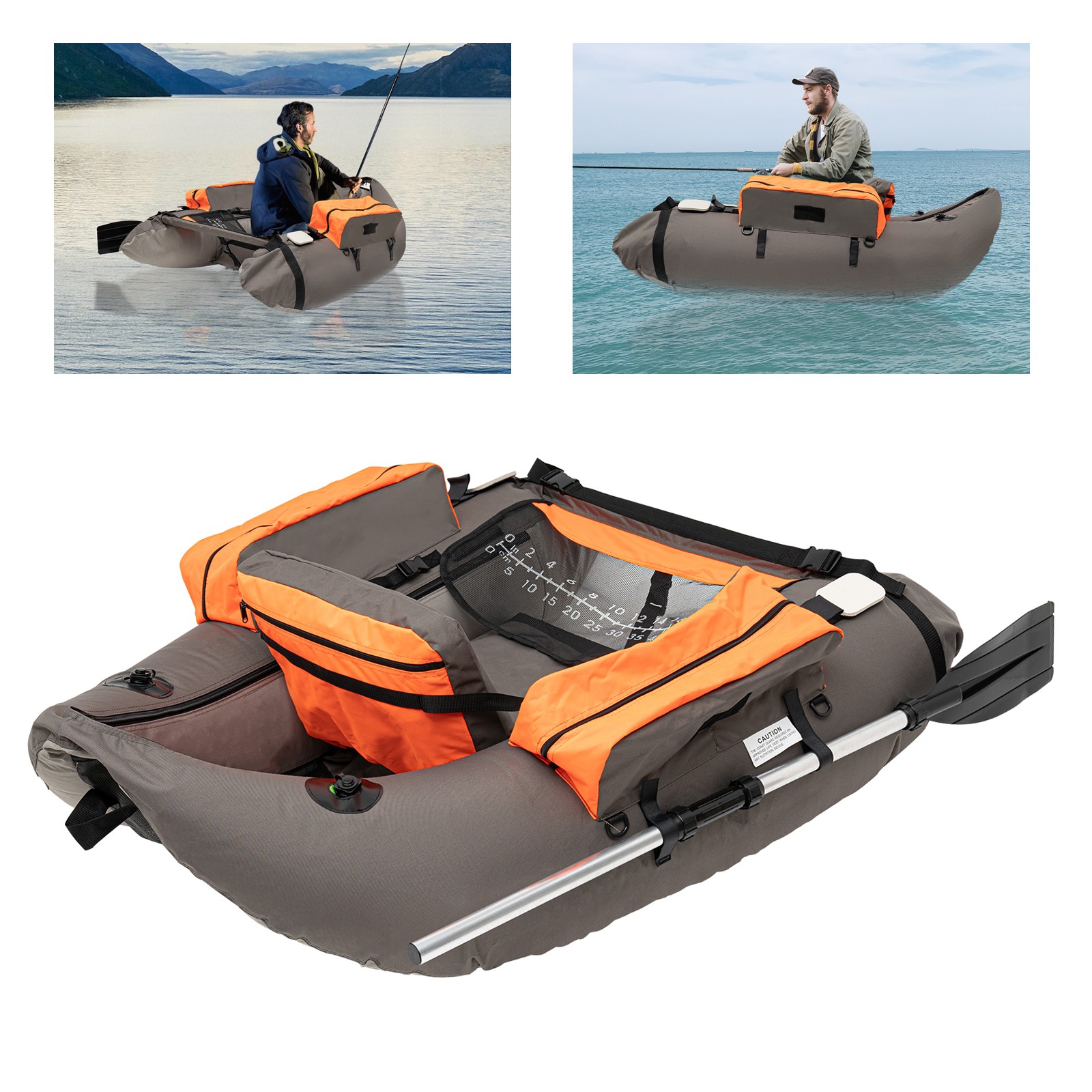 Outdoor Fishing Boat Inflatable Boat Raft with Pump Adjustable Backrest 130kg