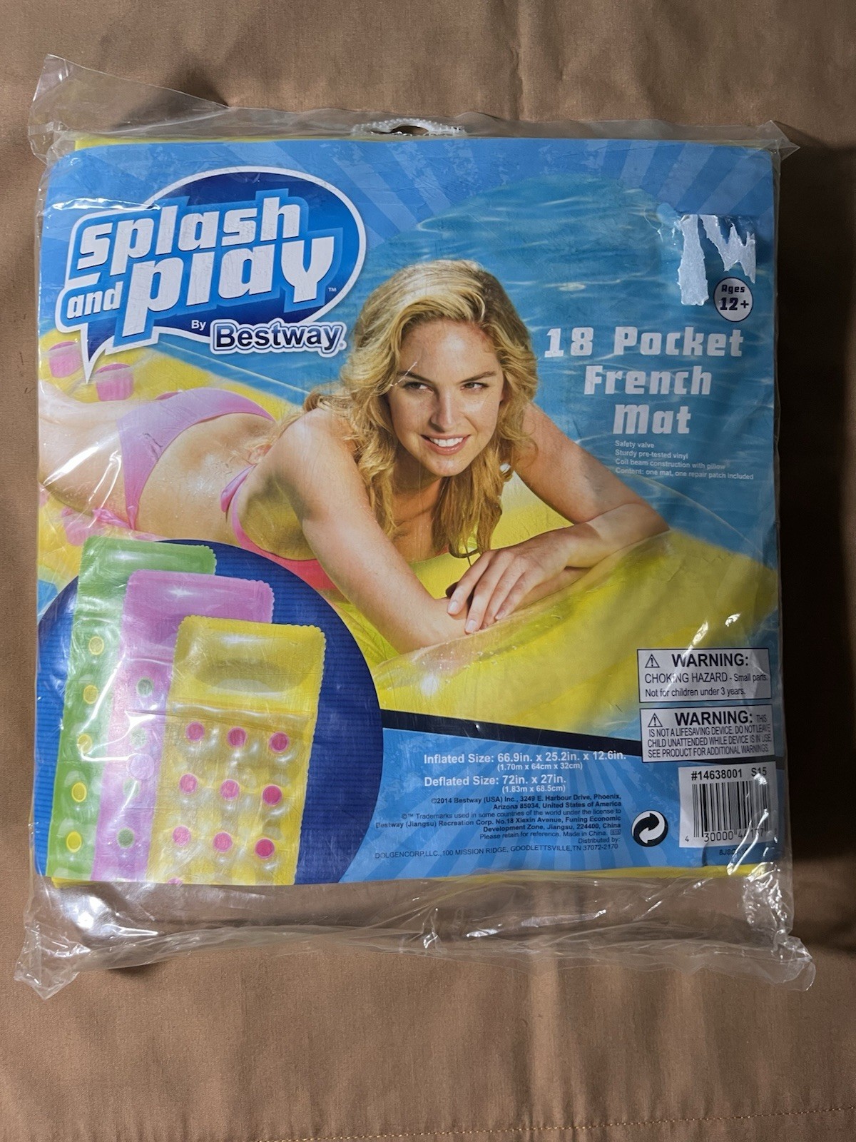 New – Yellow – 18 Pocket French Mat Inflatable Pool Raft Float