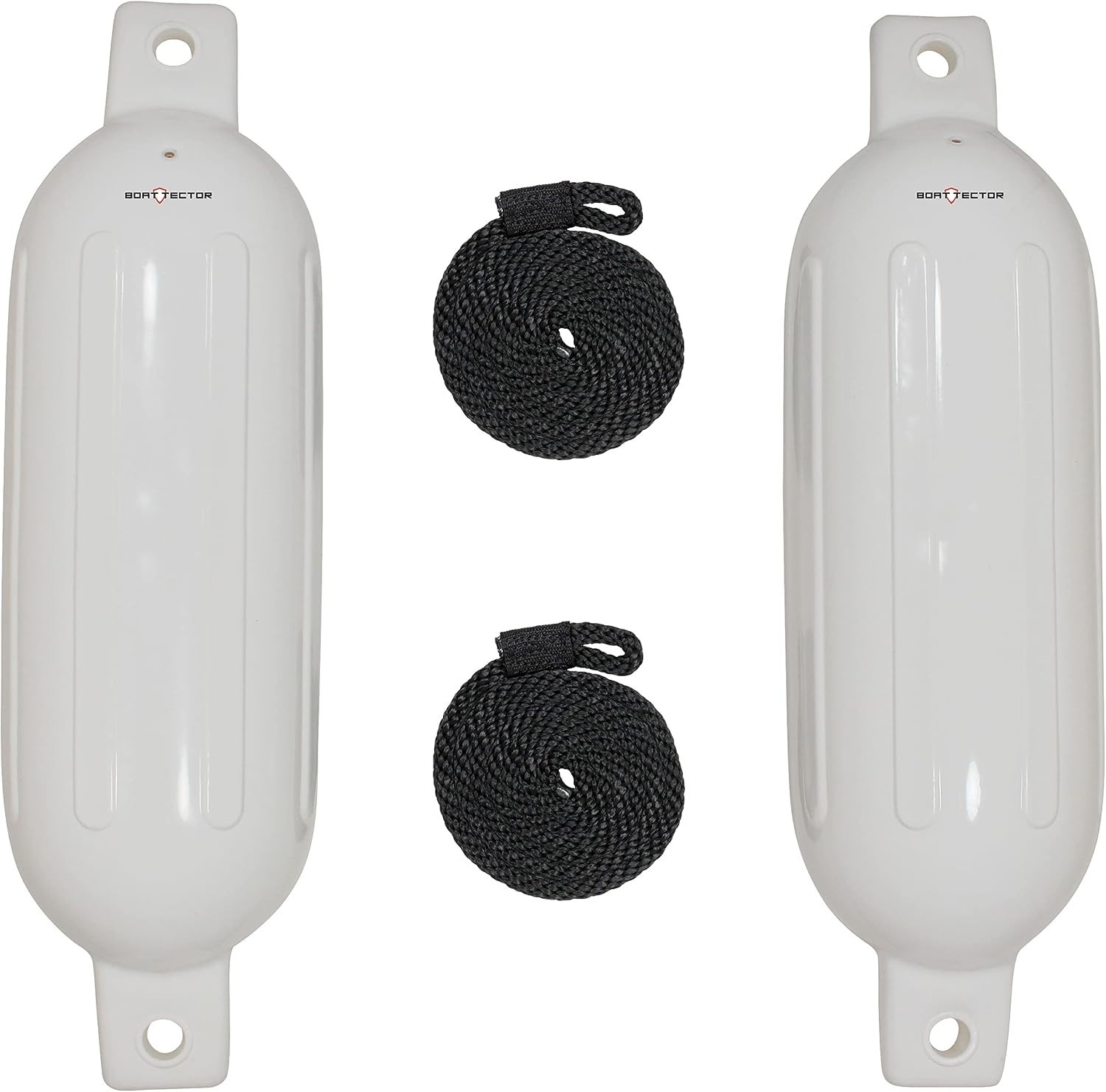 2 BoatTector Inflatable Fenders – White, 6.5″ x 22″
