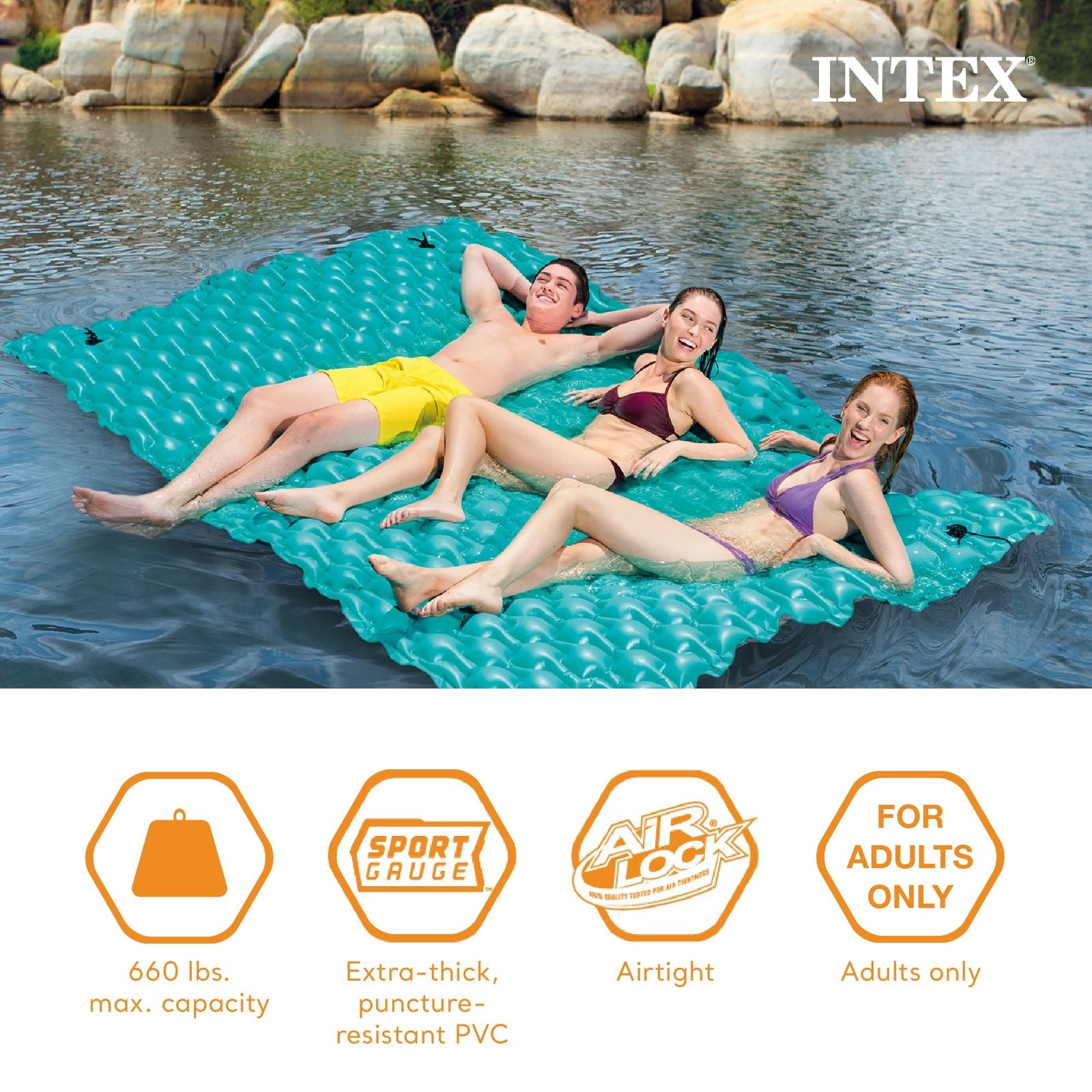 Intex 56841EP Giant Inflatable Floating Water Mat Relaxing Platform Pad for P…