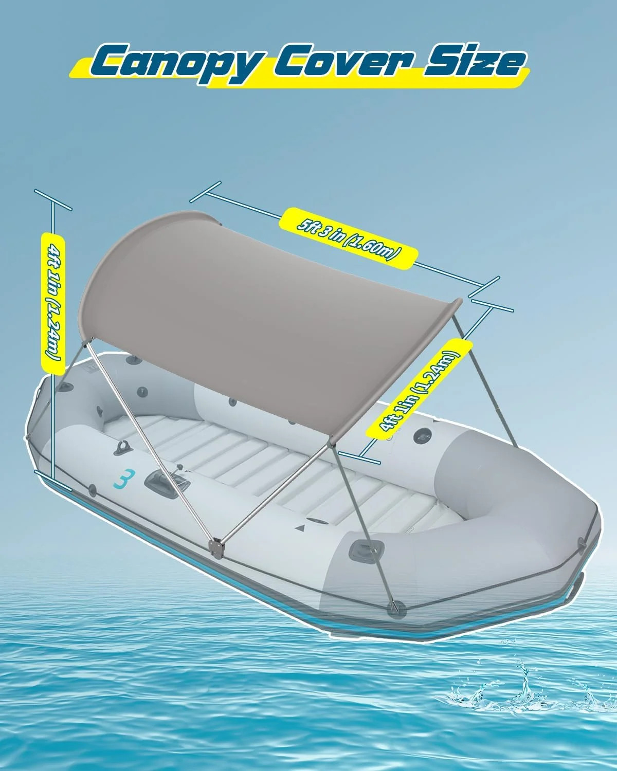 Intex Bimini Top Sun Shade with Aluminum Frame for Intex Boats