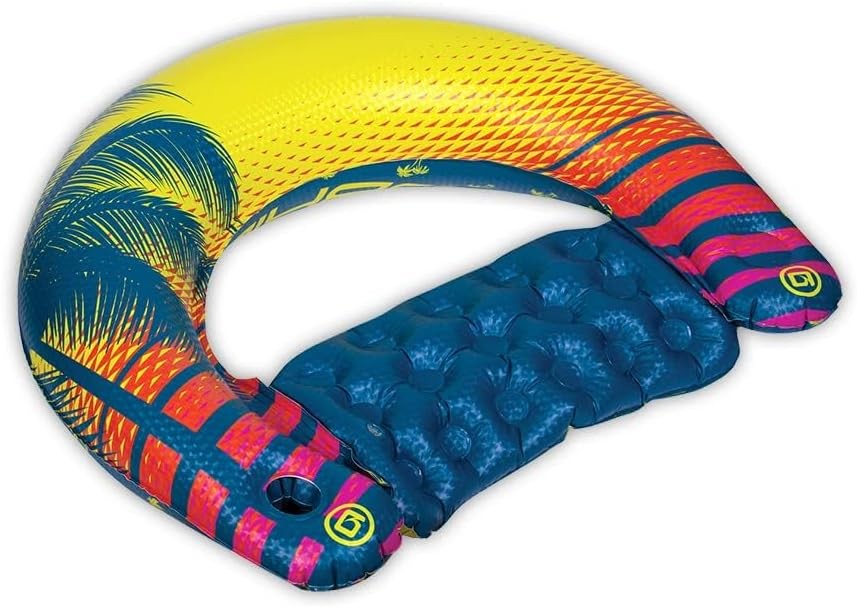 Sit N Sip Single Person Pool Float Blue/Yellow Large