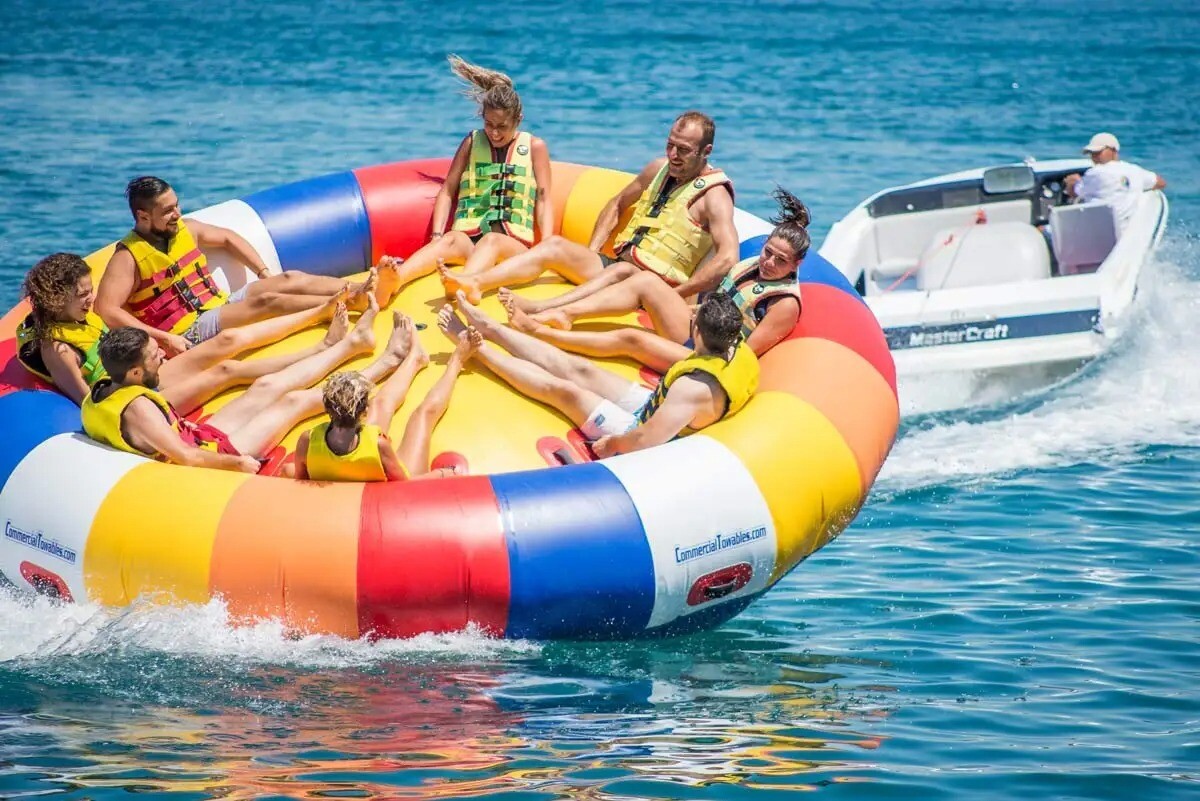 10ft Inflatable Disco Boat Spinning UFO Towable Tube for 6Person Water Fun