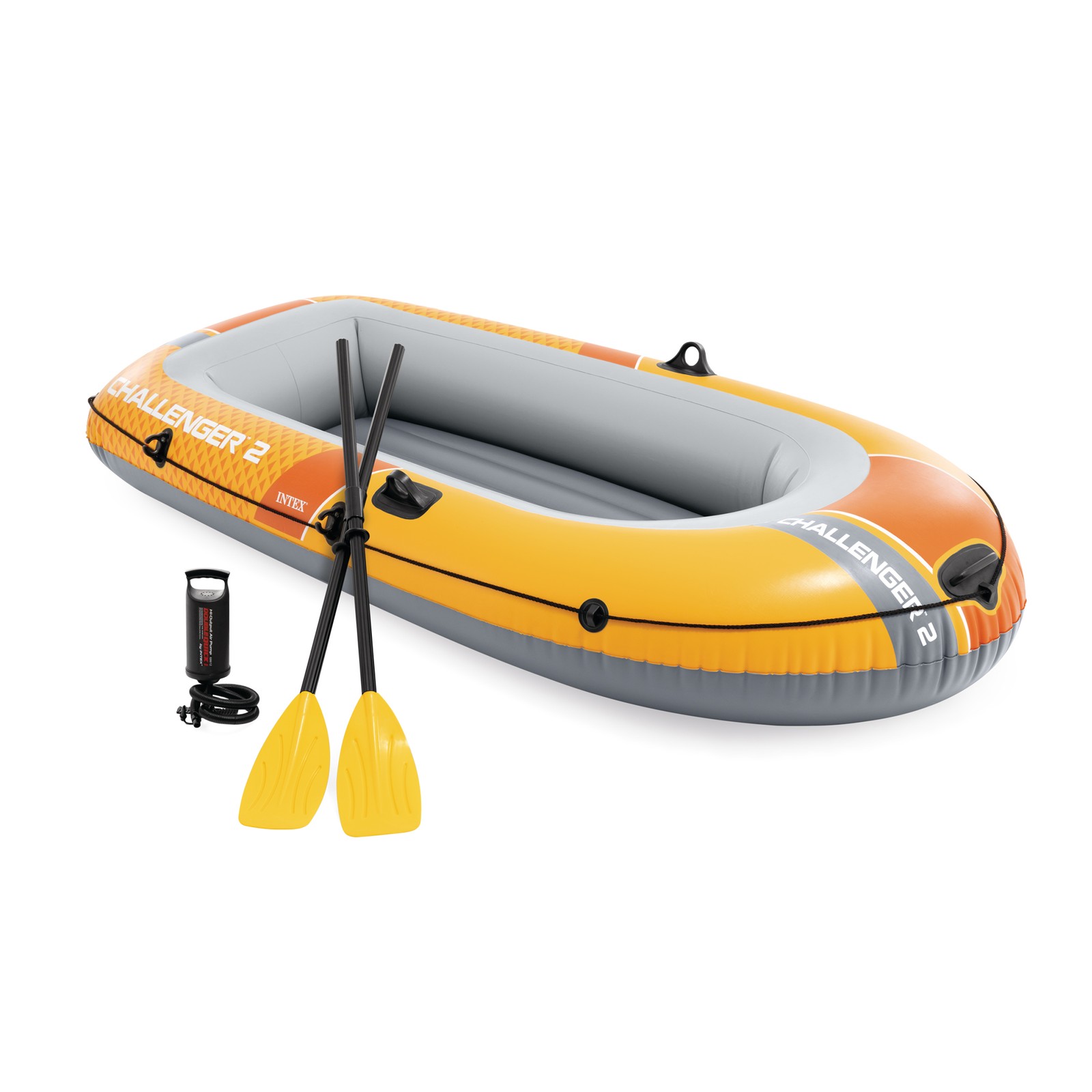 INTEX Challenger 2 Inflatable Boat Set with 48″ Oars, Pump, Oar Locks (Open Box)
