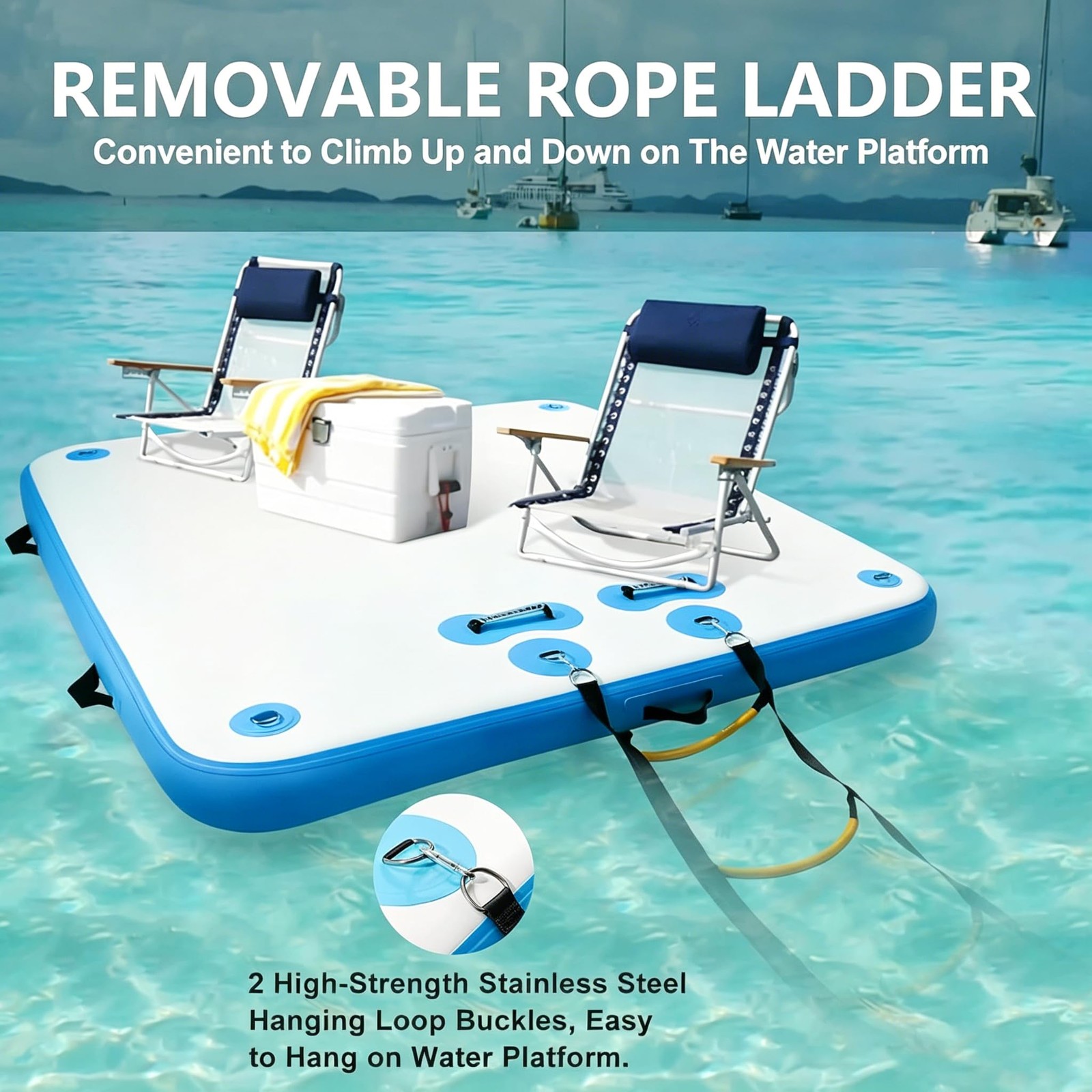 8ft x 5.25ft Floating Dock Water Platform, Multi-People Inflatable Water Mat …