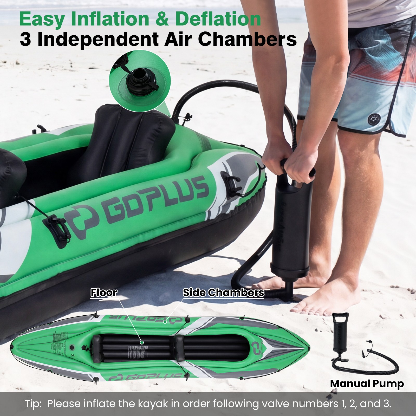 Inflatable Kayak 2 Person, Heavy Duty Tandem Touring Kayak with Aluminum Paddles