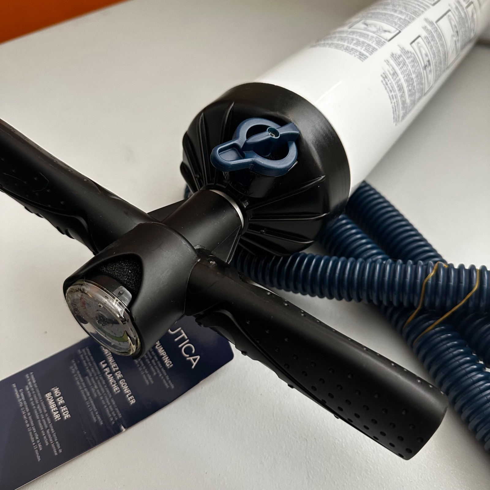 Nautica Dual-Action Hand Pump w/ Gauge | Kayak Raft Mat Inflator | 5 PSI Manual