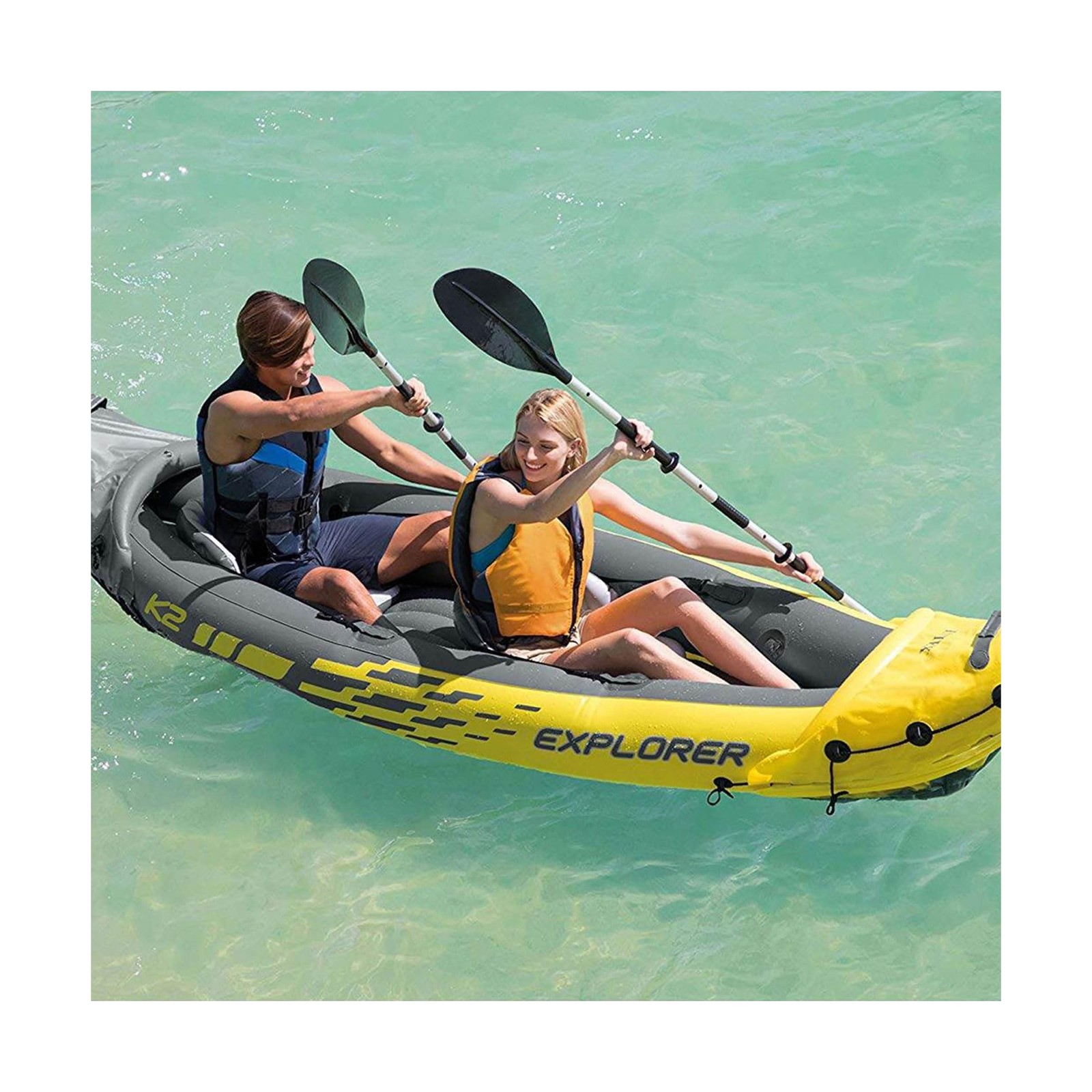 Intex 68307EP Explorer K2 Inflatable Kayak Set: Includes Deluxe 86in Aluminum…
