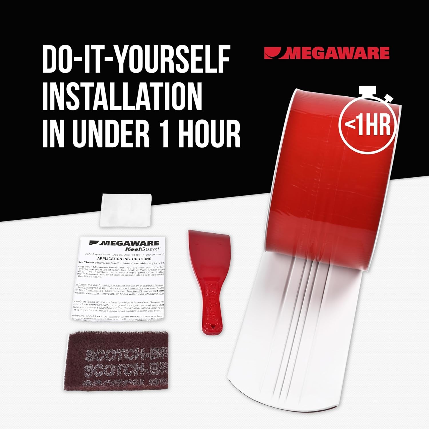 Megaware KeelGuard 20106 6 Ft White Boat Keel Protector DIY Fiberglass Aluminum