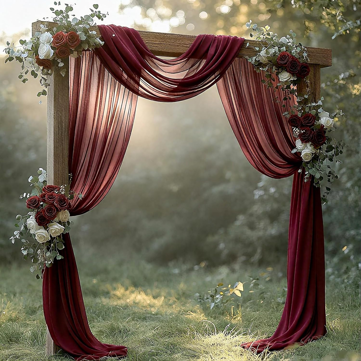 Wedding Arch Draping Fabric, 31.5″ X 20FT Wrinkle-Free Sheer Chiffon Drapery for