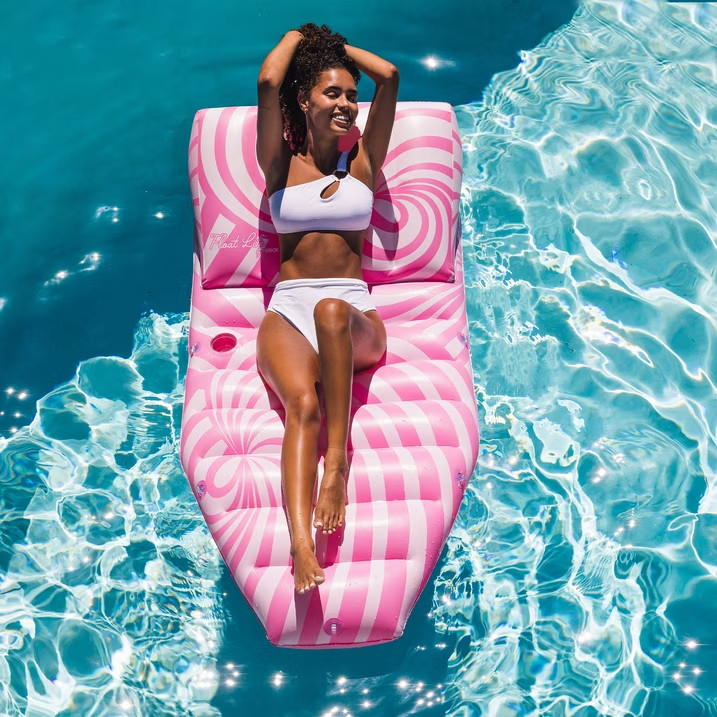 Float Life by Funboy Pink Twist Sun Lounger Pool Float, 65» Long