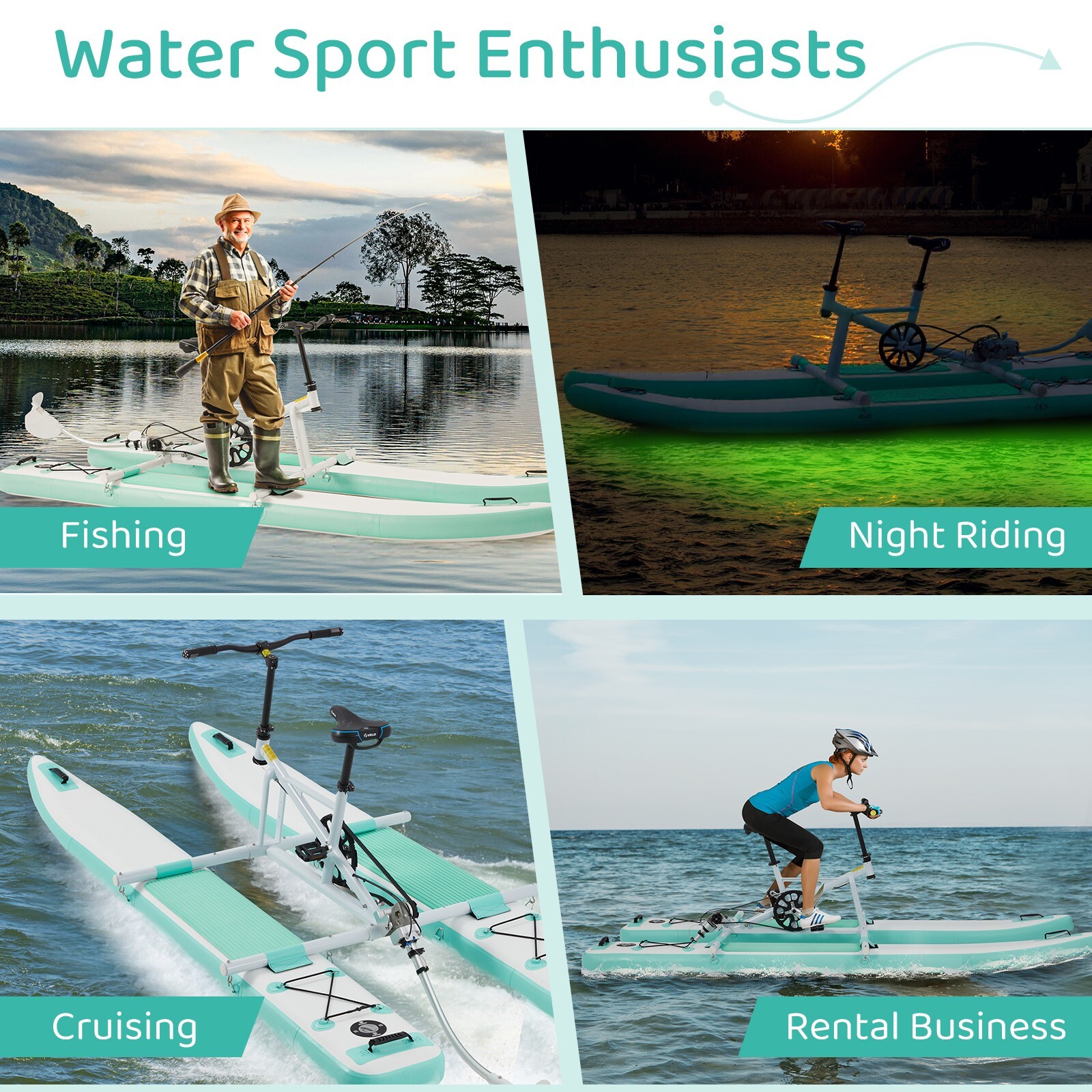 Danrelax Inflatable Water Bike, 2-in-1 Kayak Bikeboat Hybrid, Portable & Durable