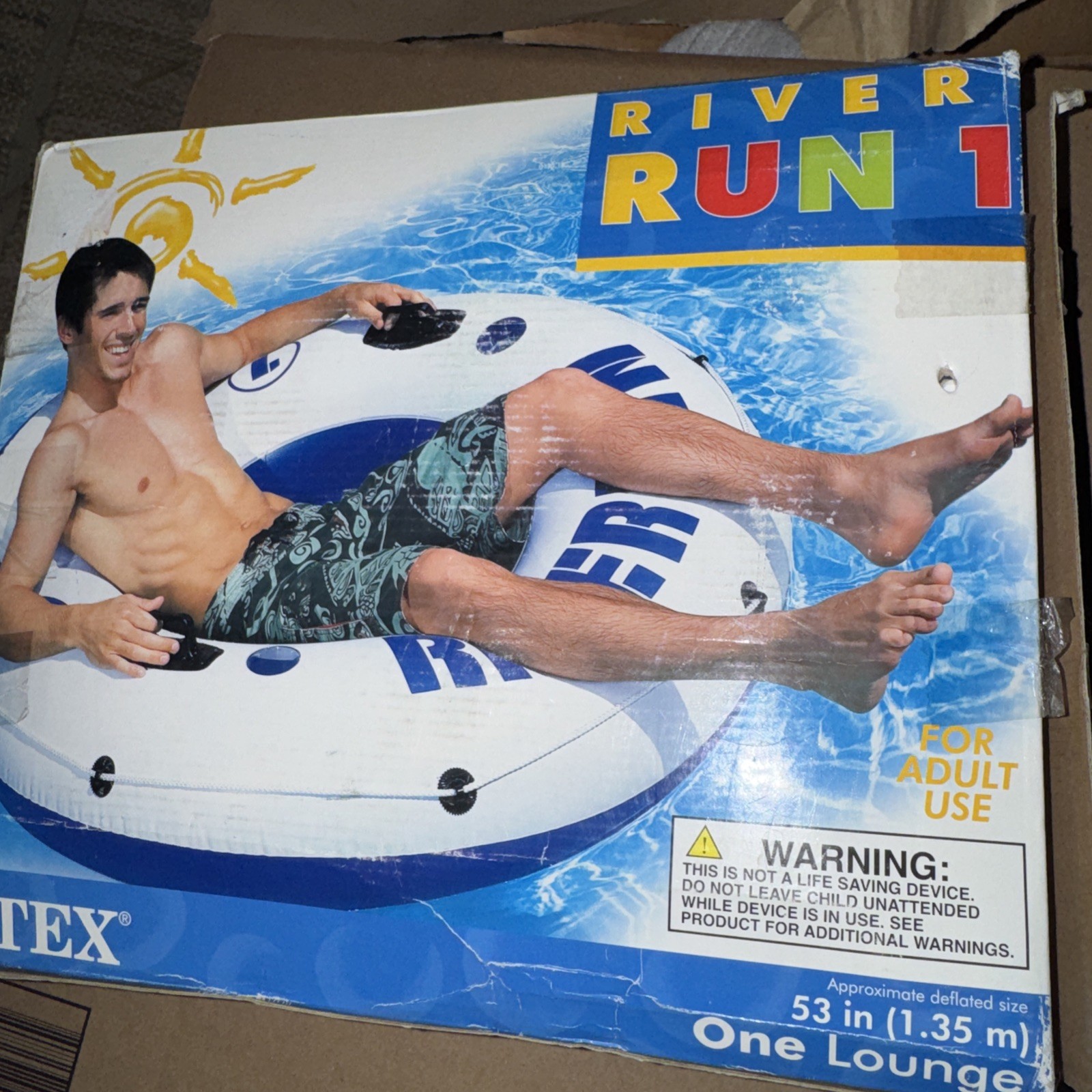 Intex River Run I Outdoor Inflatable Water Tube Lounge Float 53 inch NOB