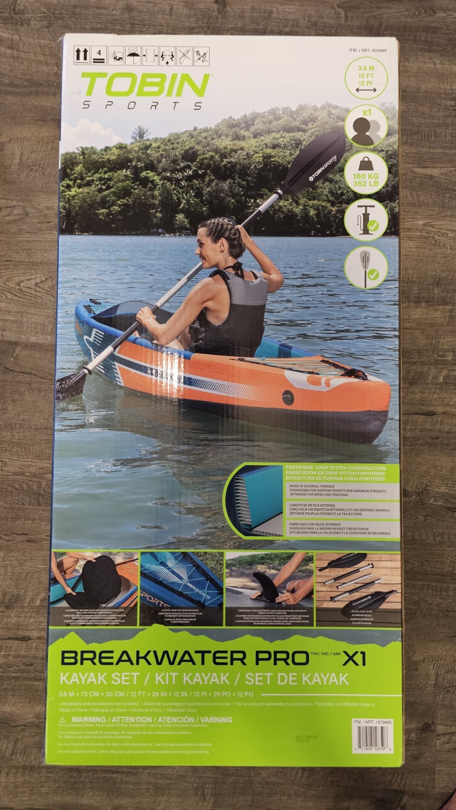 Tobin Sports Breakwater Pro X1 12 ft. Inflatable Kayak With Paddle & Pump – NIB