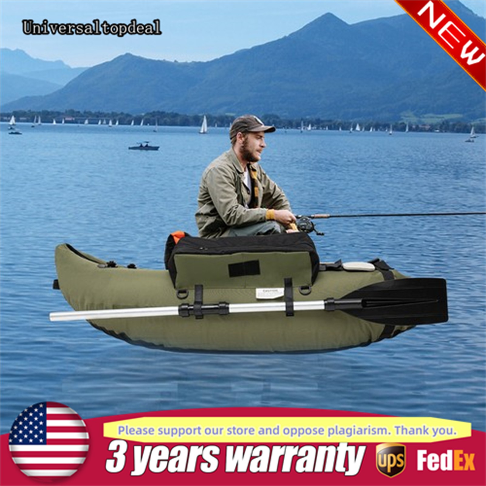 Inflatable Boat-Lightweight, Portable 1 Person Fishing Boat with Hand Air Pump