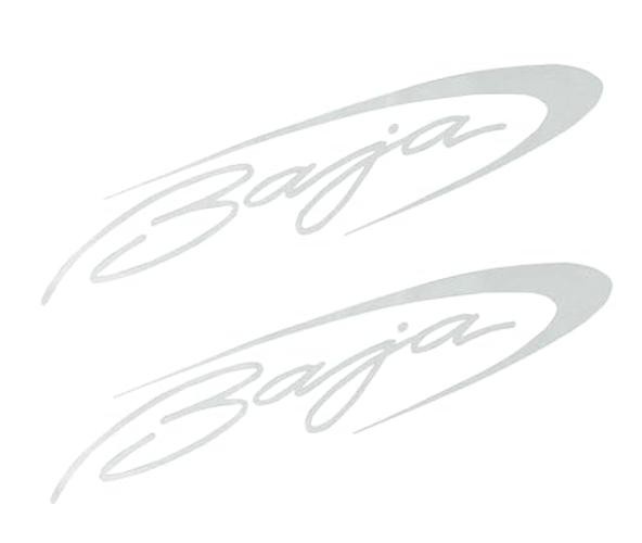 2pcs Vinyl Baja Boats Hull Stickers Replacement for Boat Outboard Motor White