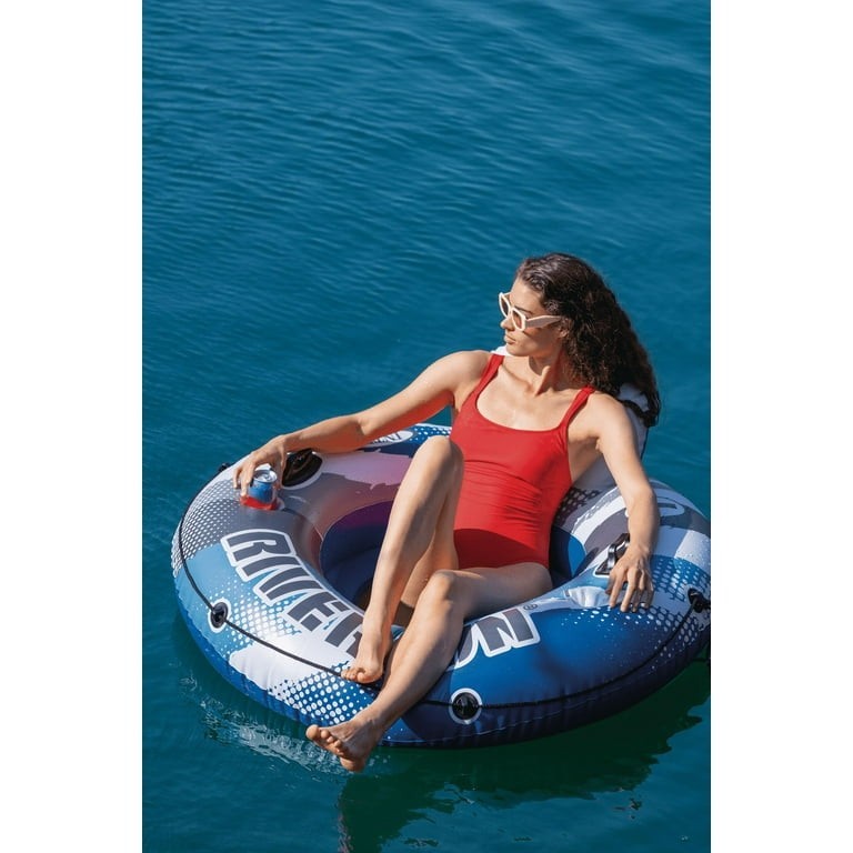 Intex RIVER RUN 1 LOUNGE Inflatable Water Float, 53” Diameter, Blue/White 🆕