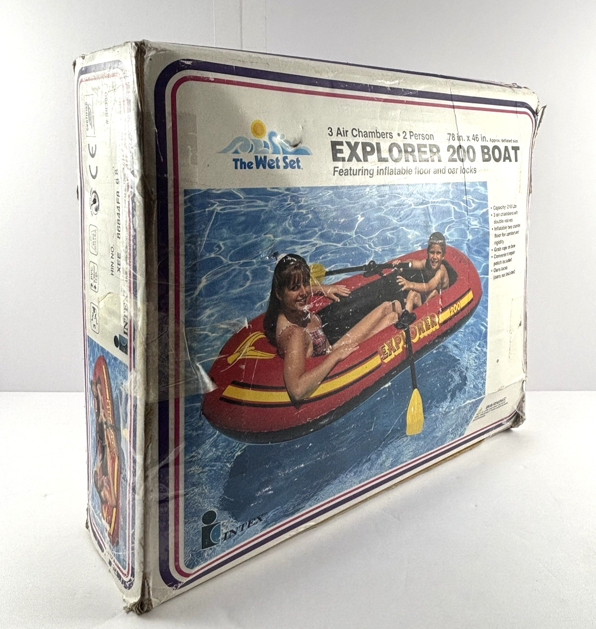 1997 Intex Explorer 200 Boat Red Vintage 3 Air Chambers Inflatable Floor