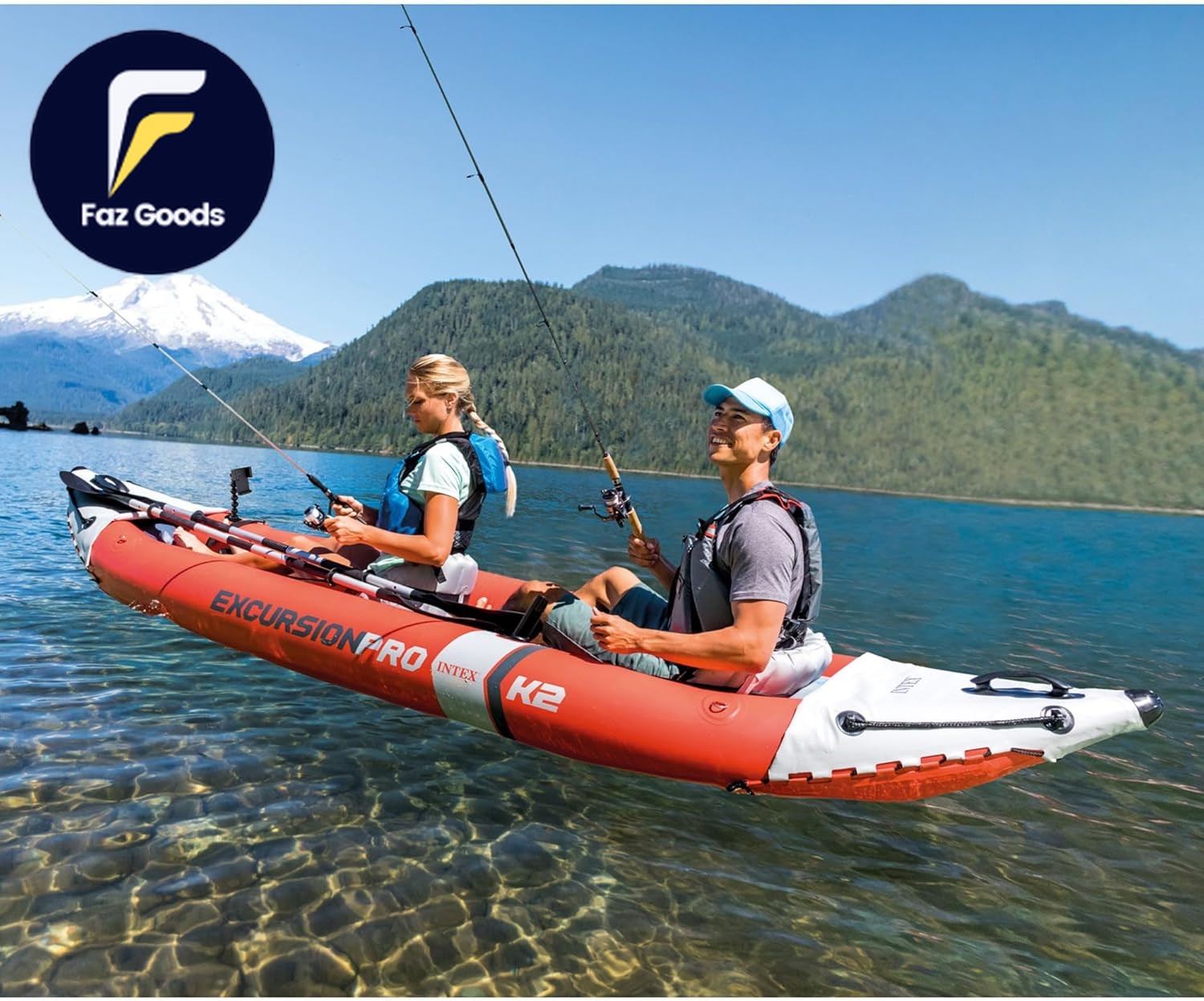 Intex 68309EP Excursion Pro K2 Inflatable Kayak Set Includes Deluxe 86in Kayak