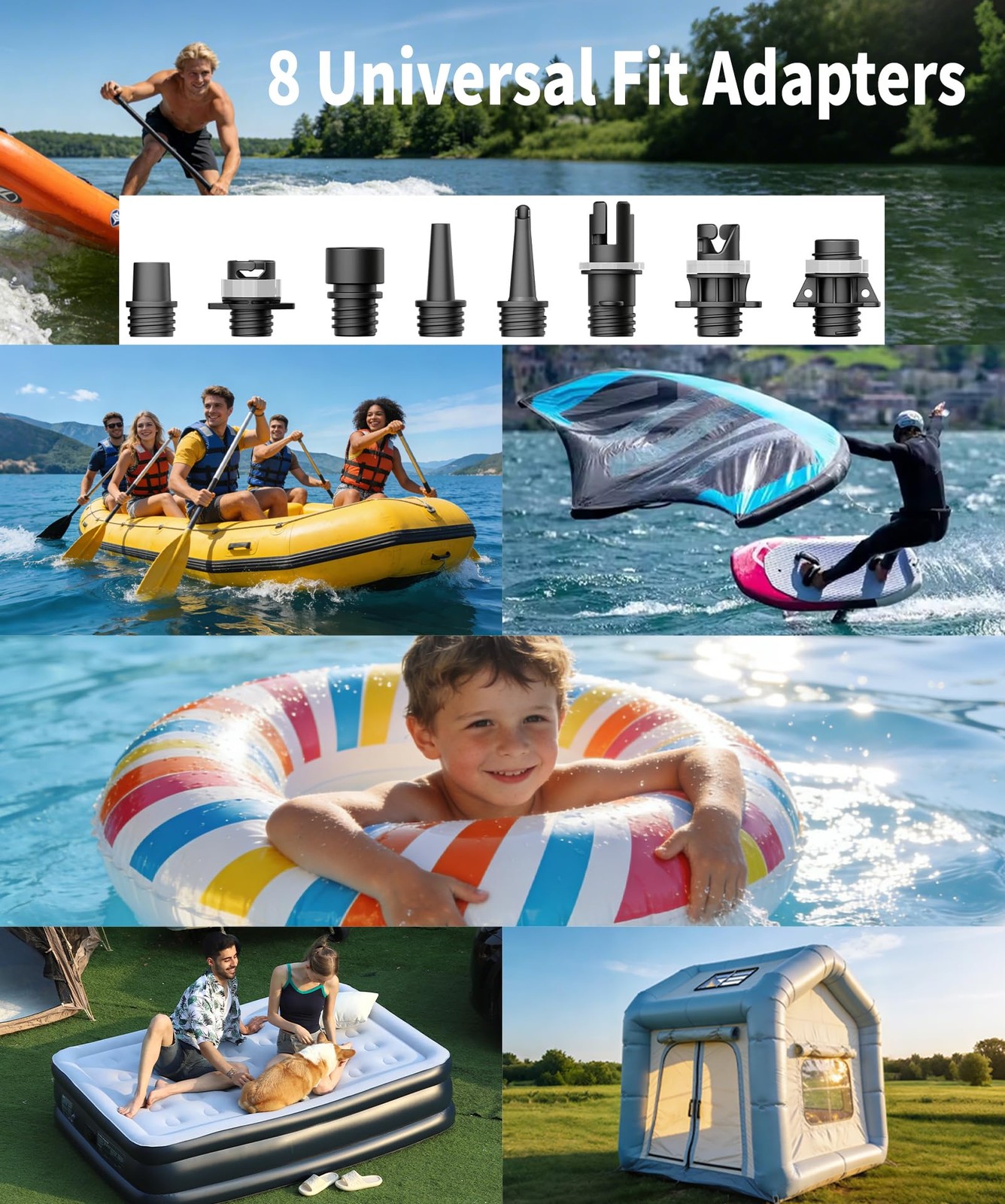Tuomico Paddle Board Electric Pump Portable Sup Air Small, Black & Orange