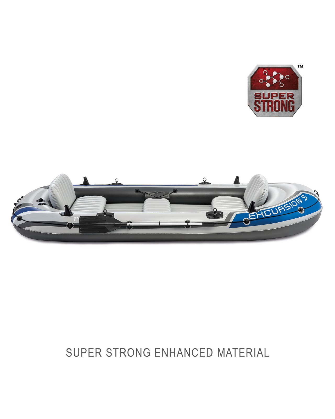 Intex Excursion Inflatable 5 Person Water Fishing River Boat Raft Set with Oars