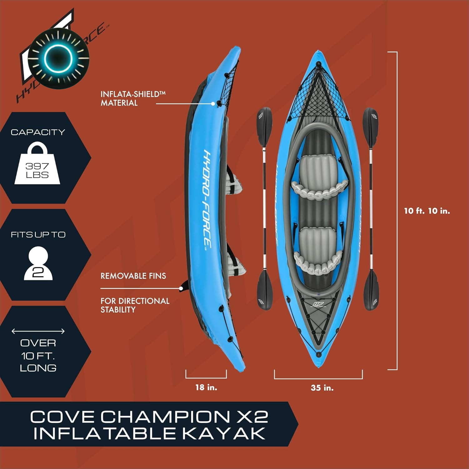 Bestway Hydro-Force 2-Person Ventura Elite Inflatable Kayak Set FREE SHIPPING