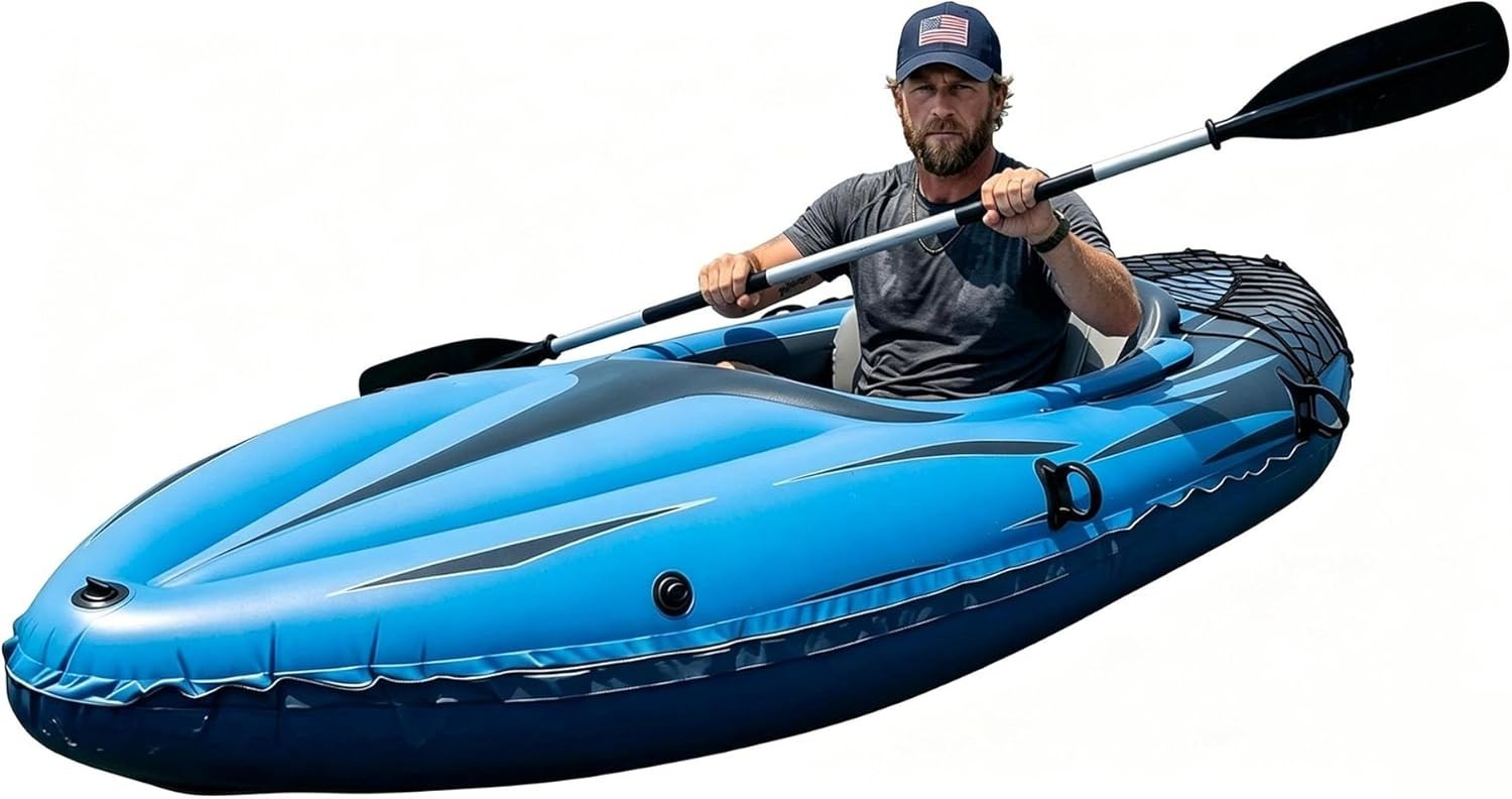 Lightweight 9ft Fishing Kayak with Aluminum Oars – Perfect for Lakes & Rivers