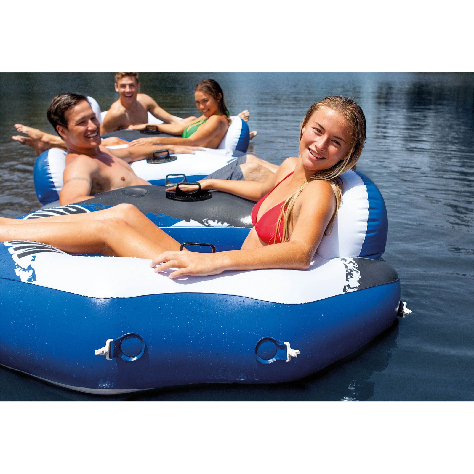 Intex 58854EP River Run Connect Lounge Inflatable Floating Water Tube (3 Pack)