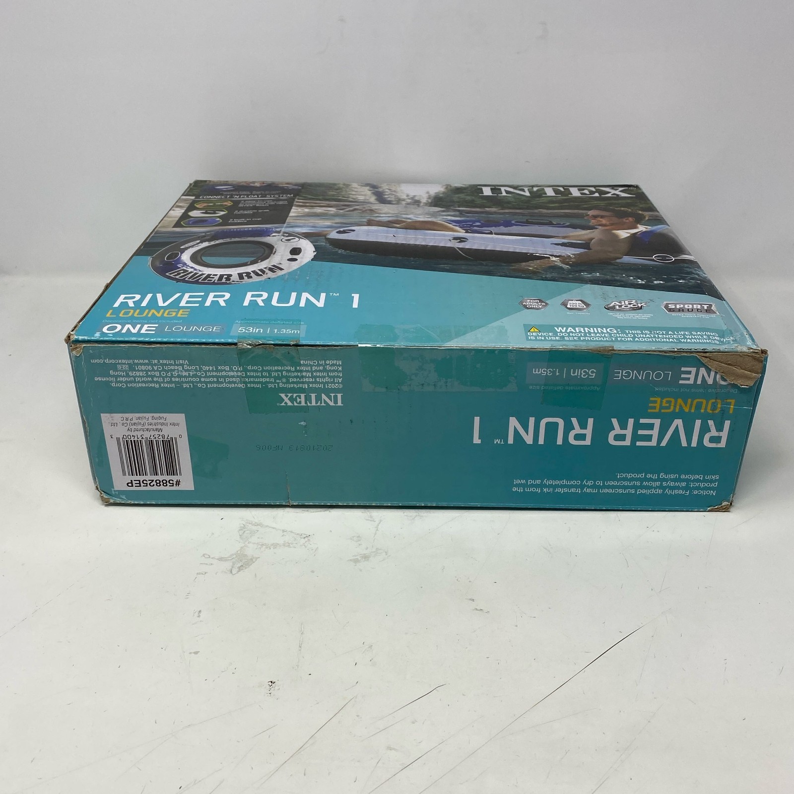 Intex River Run 1 Blue/White 53in Inflatable Tube w/ Backrest & Cups