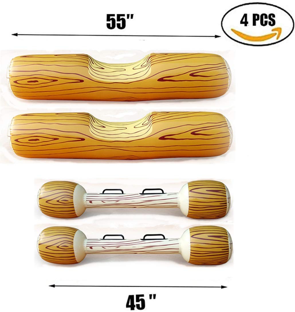 RITONS 4 Pcs Set Inflatable 55″ X 13.8″ (logs), 45″ X 8″ (canes), Brown