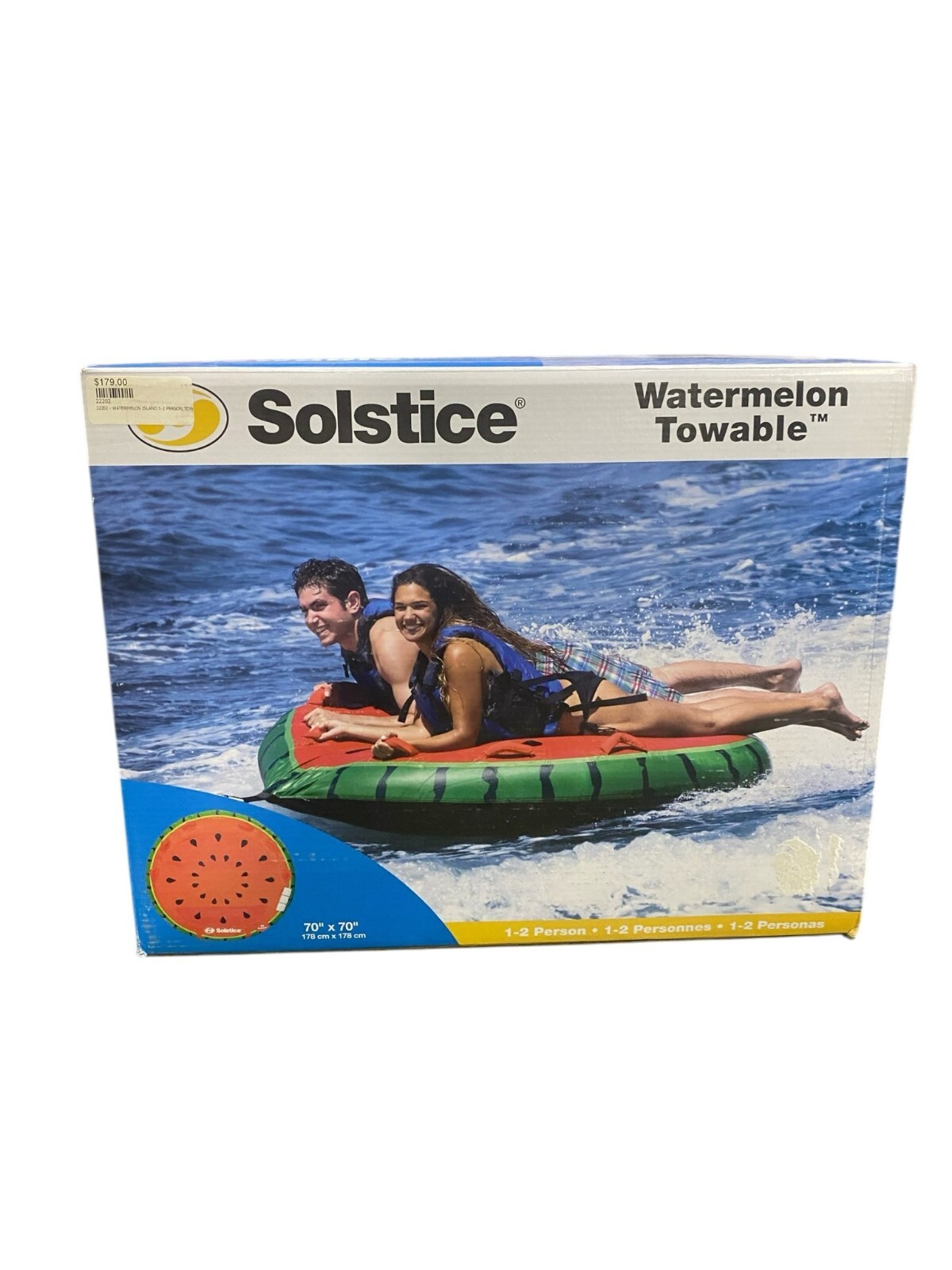 Solstice Watermelon Towable boat Tube 1-2 Person 70″x70″