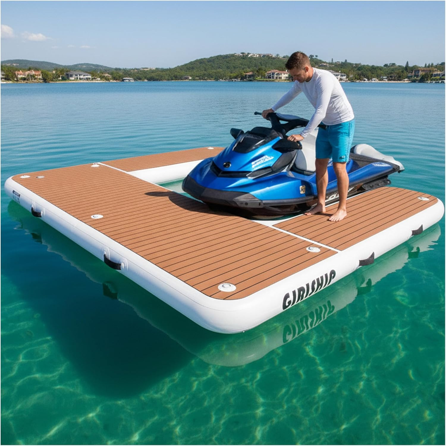 Inflatable Jet Ski Dock Heavy Duty Floating PWC Docking Station with Non-Slip EV