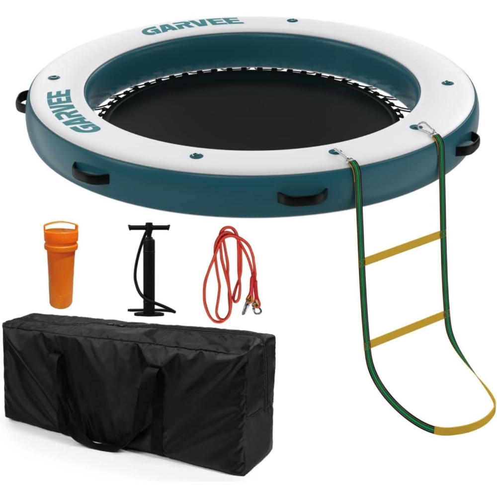 Heavy-Duty Inflatable Dock Non-Slip Round Mat 6ft Mesh Hammock Ladder Anchors