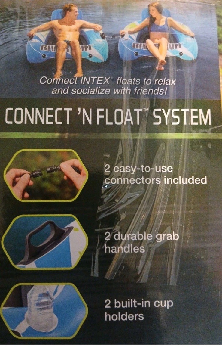 Intex River Run 1 Inflatable Floating Water Lounge Tube Raft, 2pk
