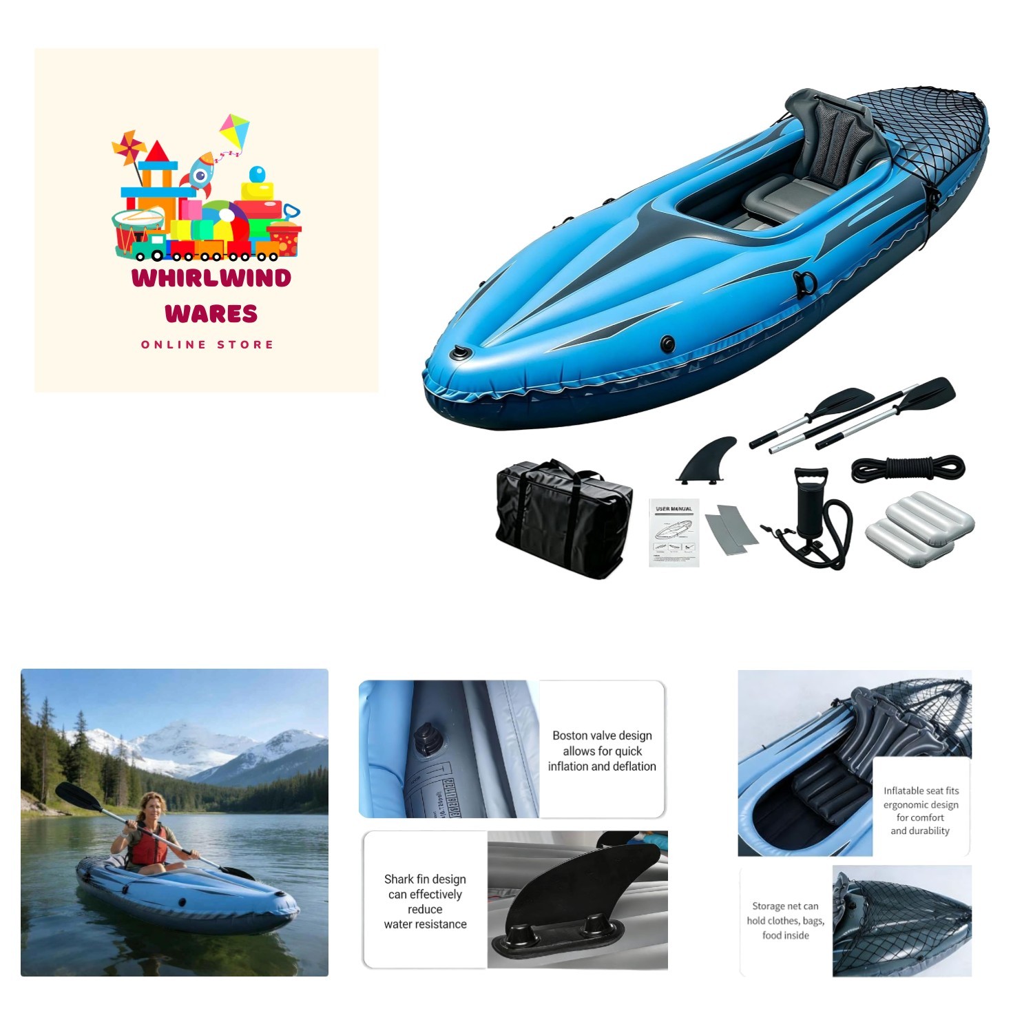 Lightweight 9ft Fishing Kayak with Aluminum Oars – Perfect for Lakes & Rivers