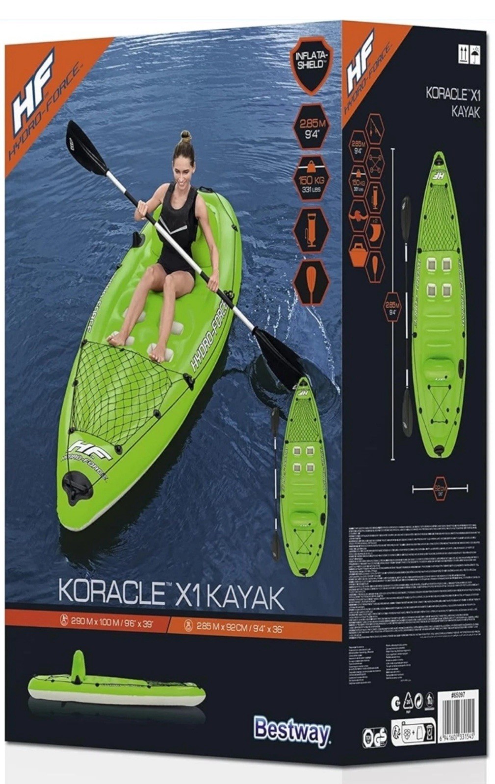 Bestway Hydro-force Inflatable Koracle Fishing kayak Boat Complete Set with Pump