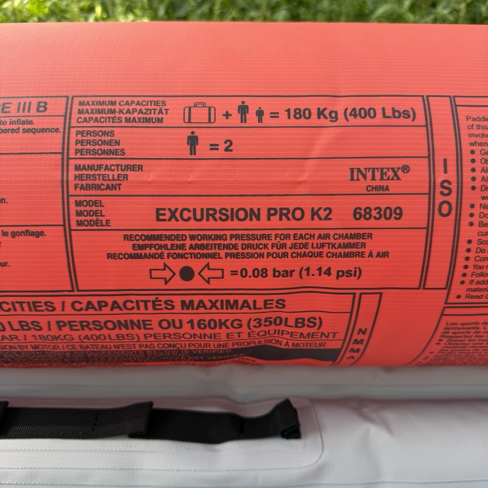 Intex Excursion Pro K2 Inflatable Kayak 2-Person Fishing Boat Orange – Hull Only