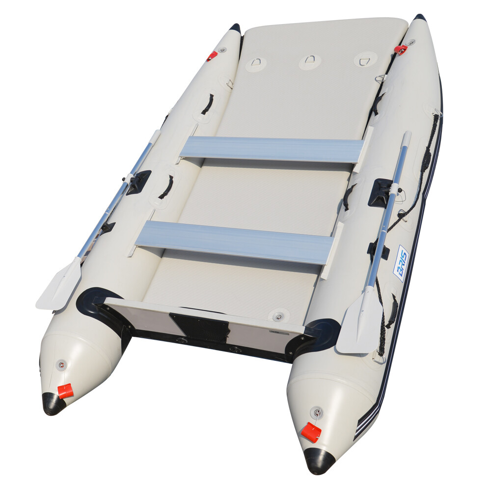 BRIS 11 ft Inflatable Catamaran Inflatable Boat Dinghy Mini Cat Boat Gray