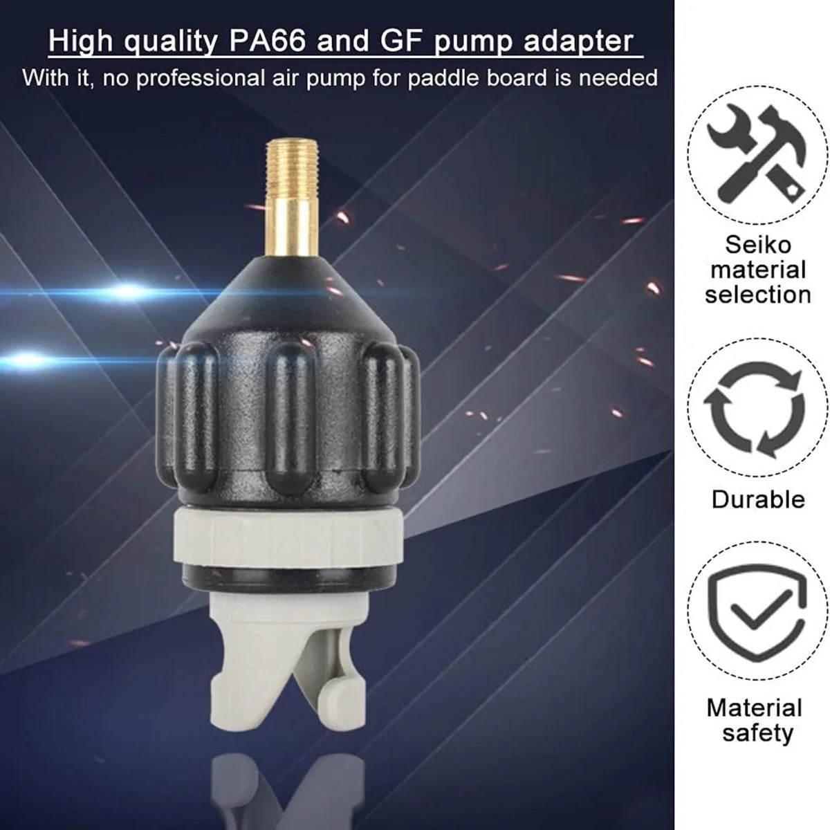 1Pcs Inflatable Boat Pump Adapter, Portable for Home Workshop (Black)