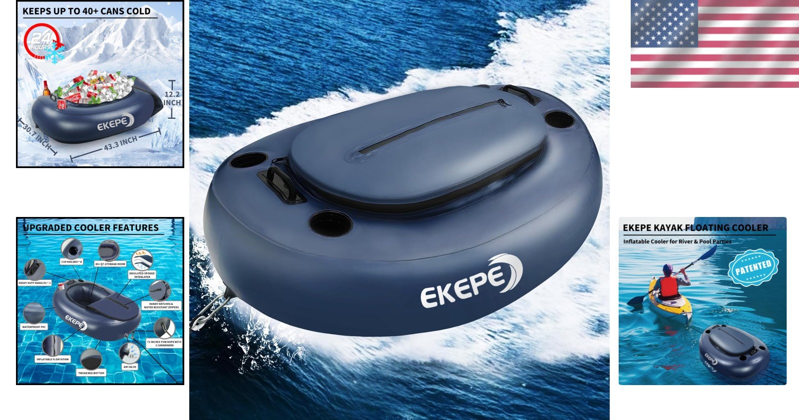 40 QT Inflatable Floating Cooler with Tow Rope – Perfect for Kayaking & Boating